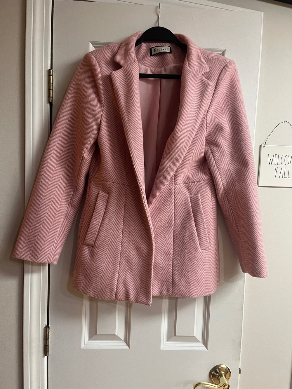 Structured Pink Wool-Blend Blazer by